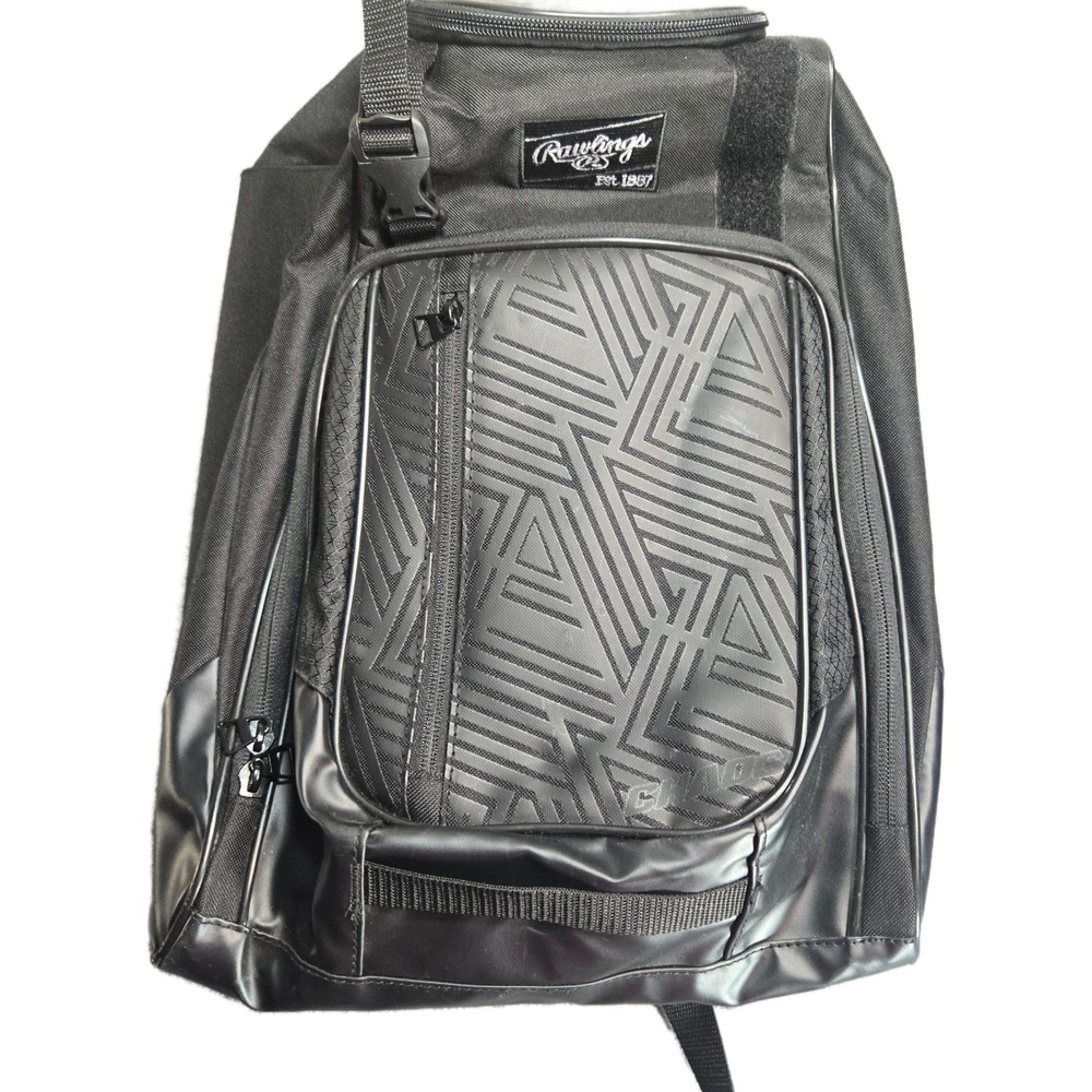 Rawlings Black Baseball Softball Equipment Backpack Bat Bag Geometric Pattern